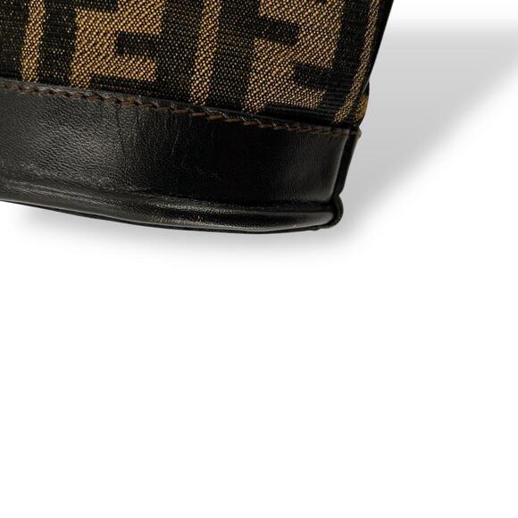 Old Fendi Shoulder Bag Zucca Pattern Bucket Shape Brown Canvas - Picture 7 of 16